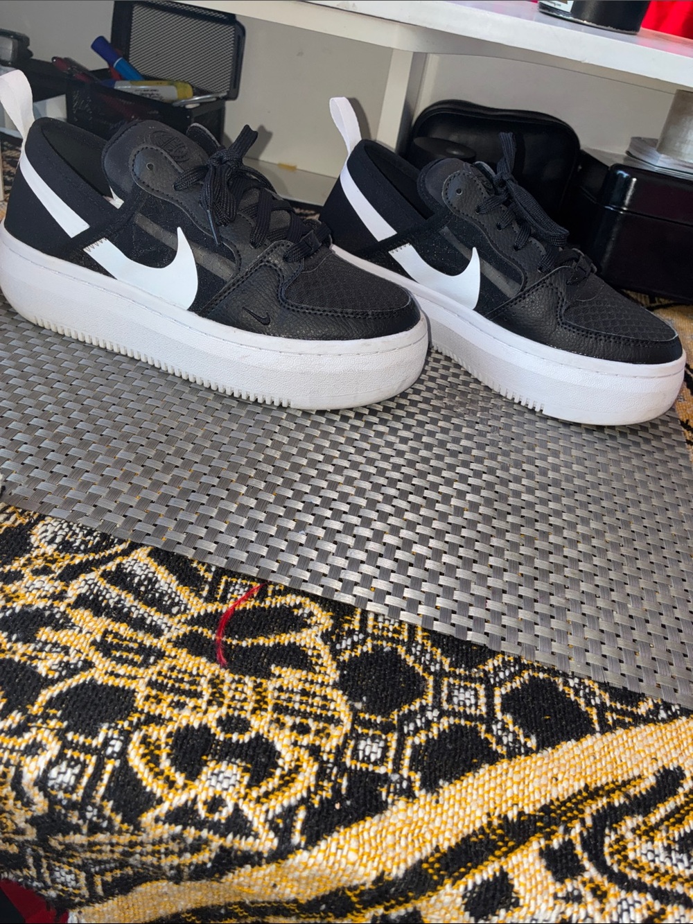Nike Kids Black and White Platform Sneakers